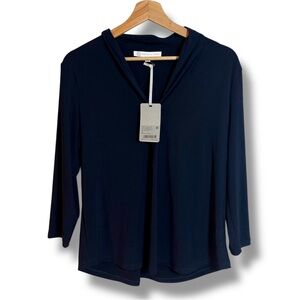 NWT Preston & York V-Neck 3/4 Sleeve Navy Blouse